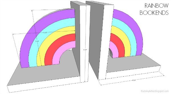 diy rainbow bookends dimensions