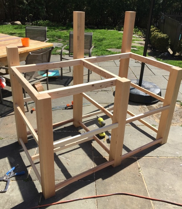 building the outdoor bar frame