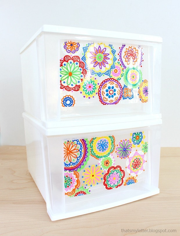 Sharpie paint markers on plastic drawers