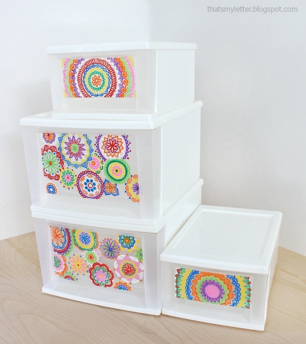 Sharpie paint markers on plastic drawers