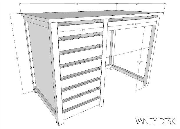 Diy Vanity Desk With Modern Hardware, Bedroom Vanity Woodworking Plans