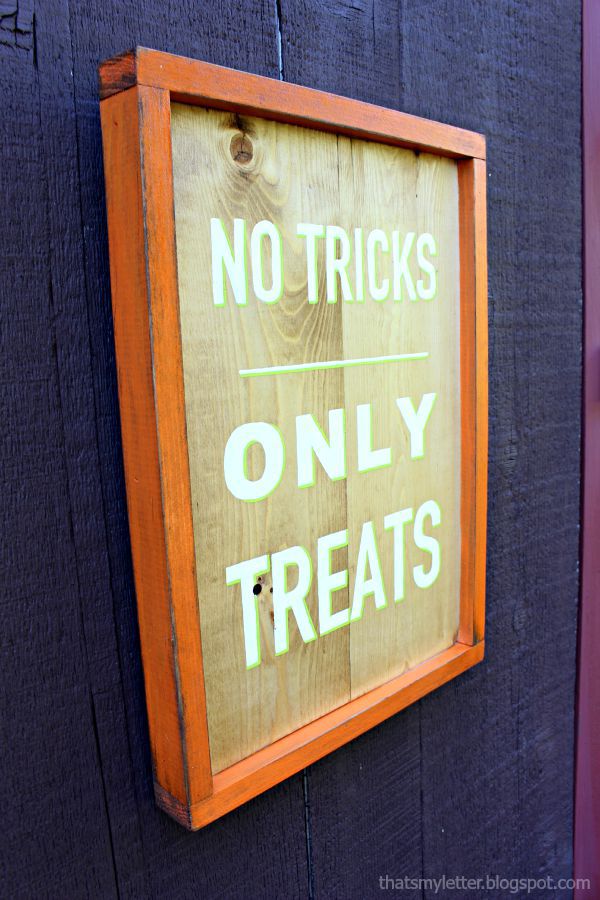 no tricks only treats handpainted sign