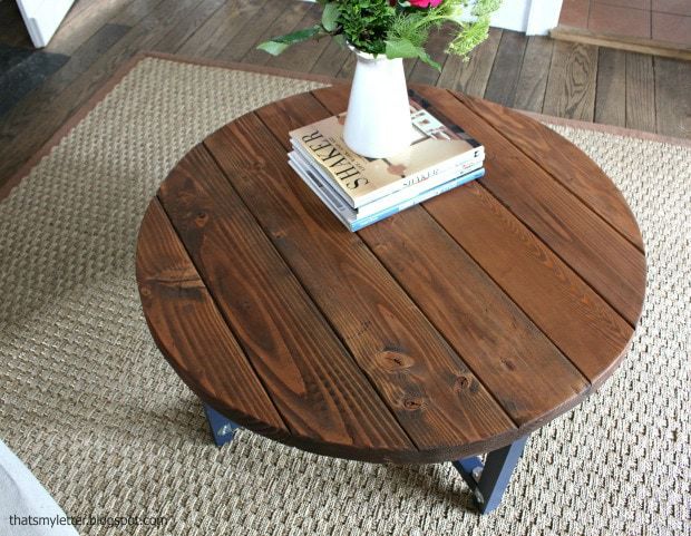 planked top on coffee table