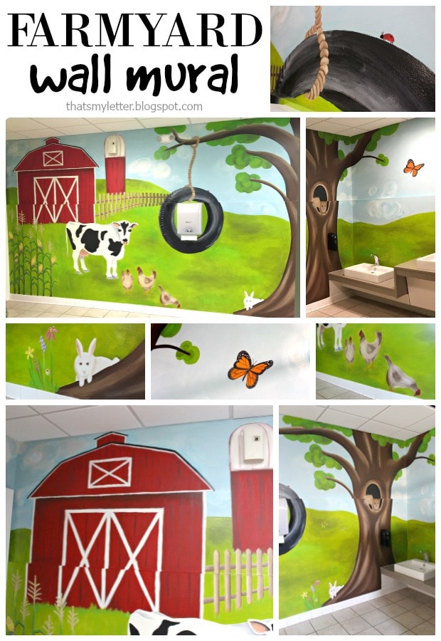 diy painted farmyard wall mural