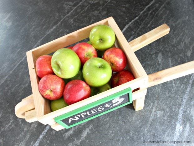 fall apple decor on kitchen counter