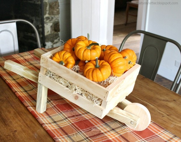 diy tabletop rustic wheelbarrow mini pumpkins