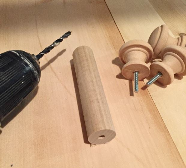 attaching knobs to wood dowels