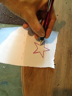 apply star pattern to table top using tracing method