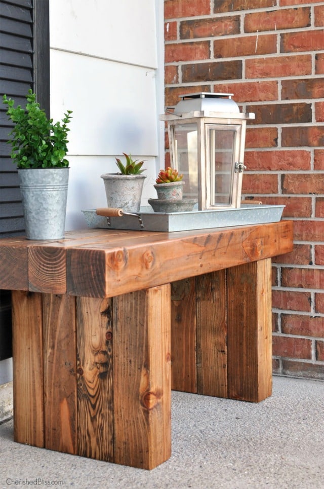 diy chunky outdoor bench free plans