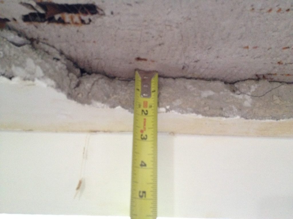 2" thick plaster on ceiling