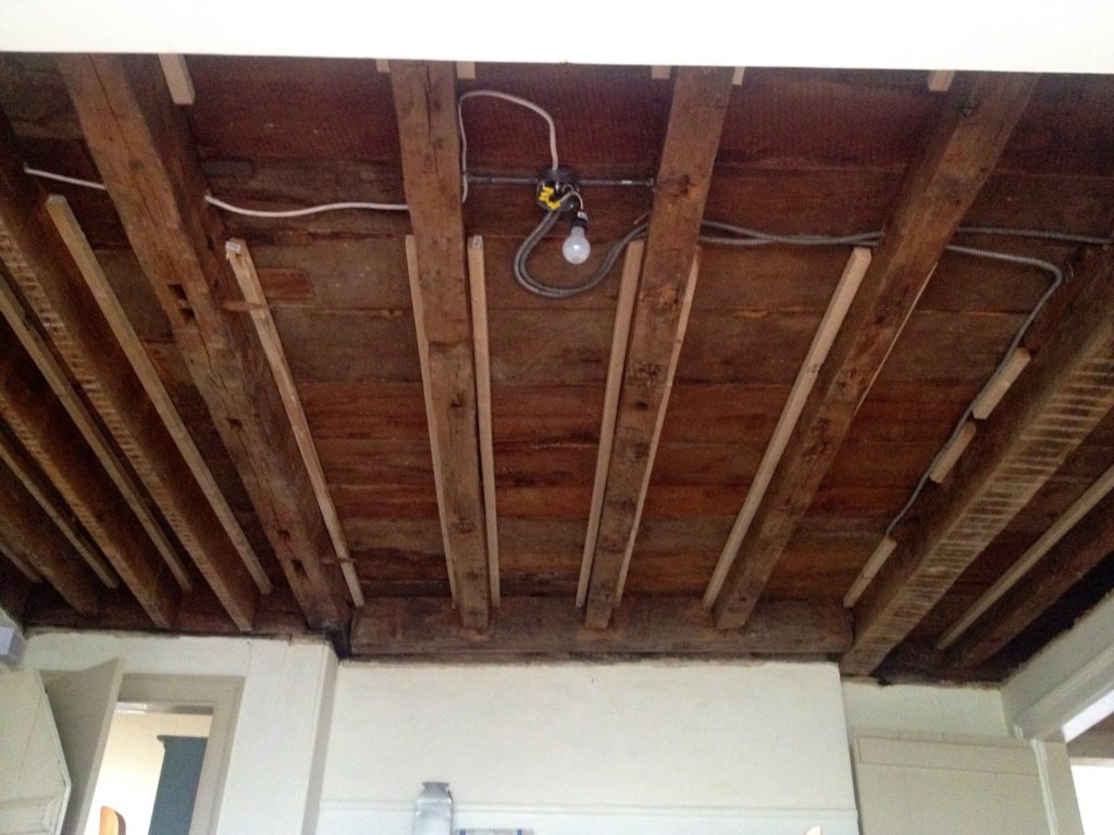 furring strips attached to beams