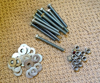 hex screws, washers and nuts
