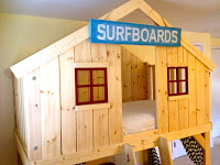 diy clubhouse bed with window grids