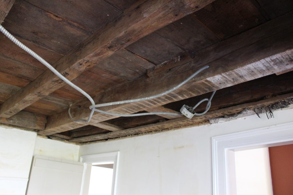 electrical running through ceiling beams