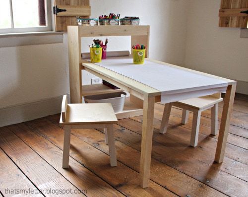 diy kids art table with storage and chairs