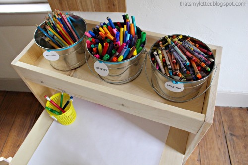 kids art table with built in storage