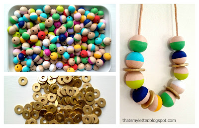 painted wood beads for necklace