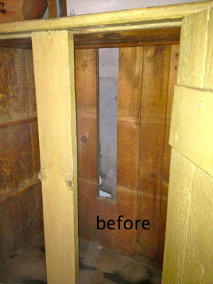 vintage storage cabinet back interior before