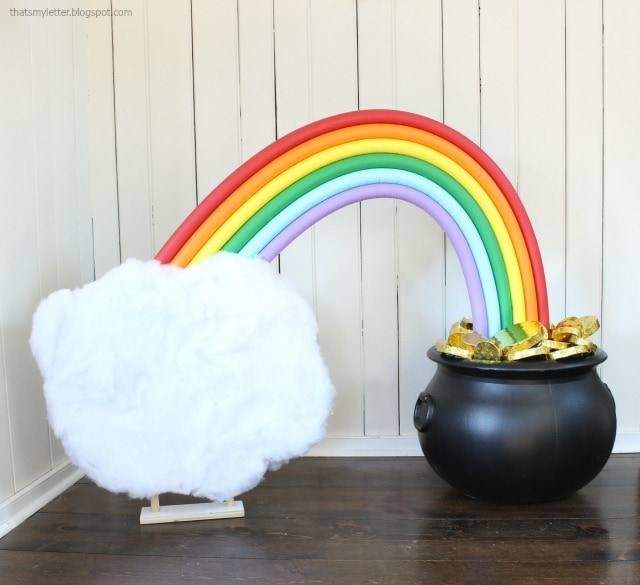giant pot of gold with rainbow
