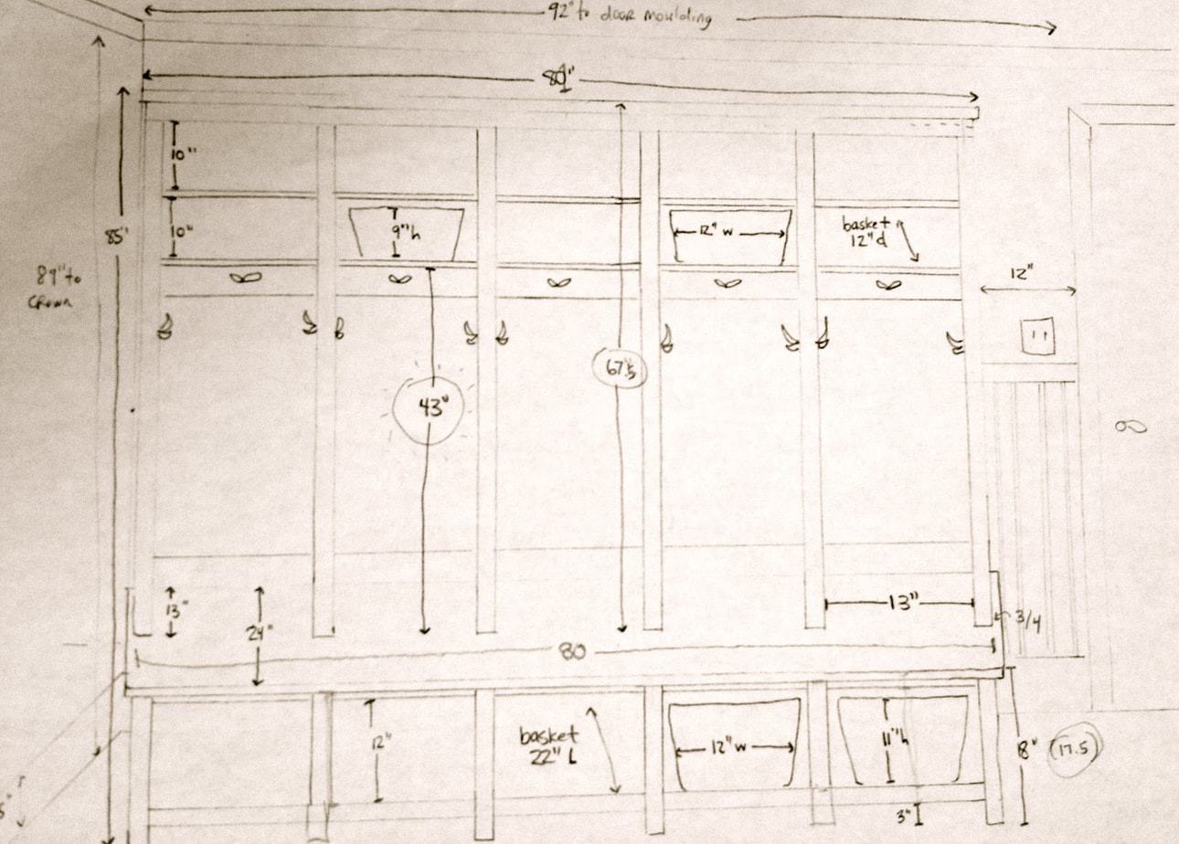 blueprints for mudroom lockers