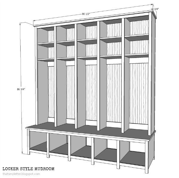 diy locker and bench cubbies free plans
