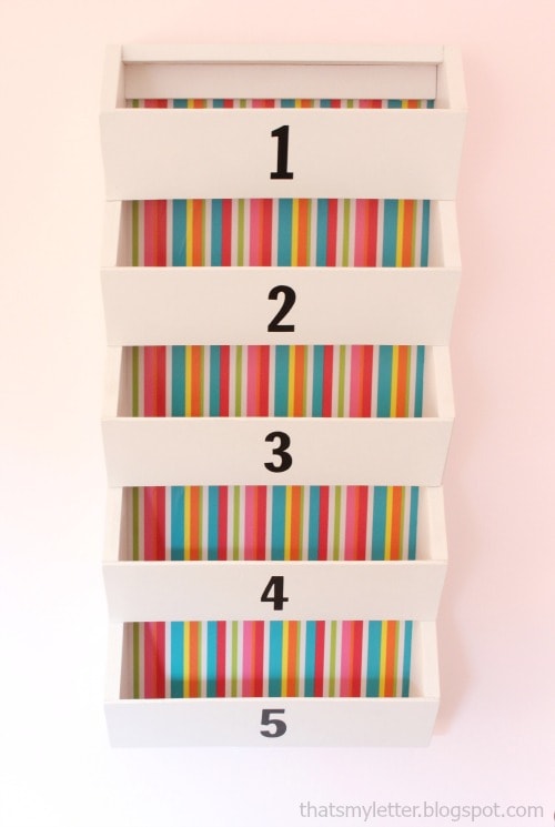 wall bins with striped background