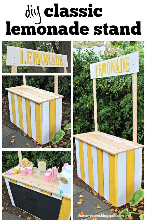 diy classic lemonade stand with chalkboard sign