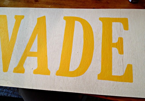 handpainted yellow letters