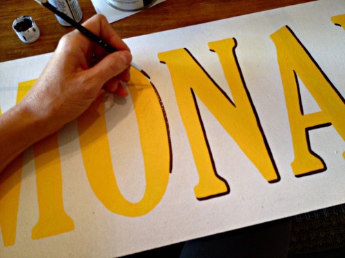 handpainting shadow onto letters