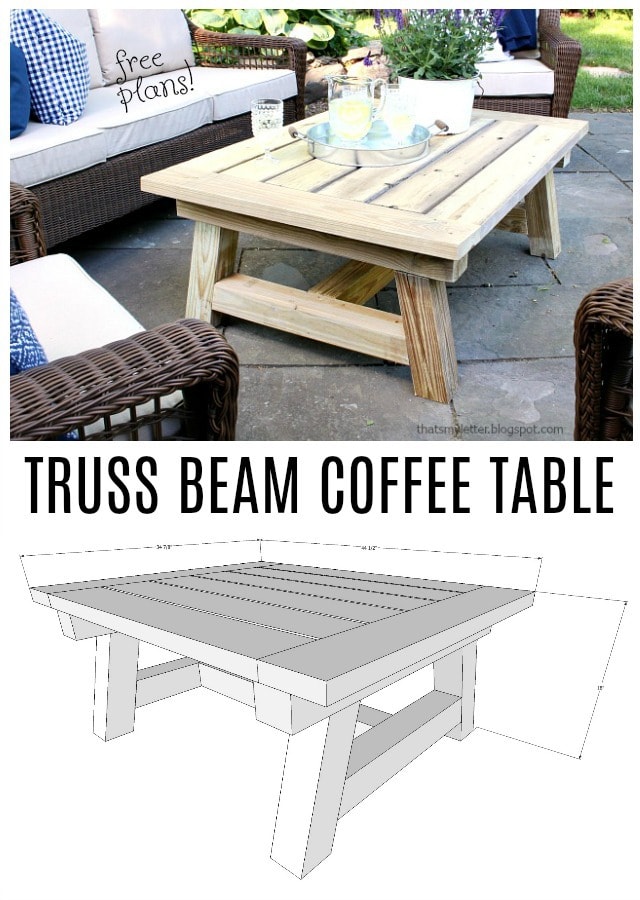 diy truss beam coffee table free plans