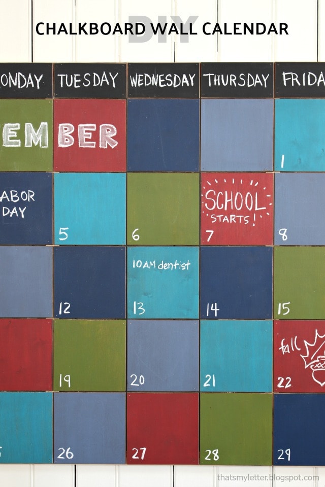 large colorful chalkboard wall calendar