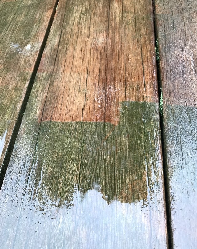 pressure washing wood deck before after detail