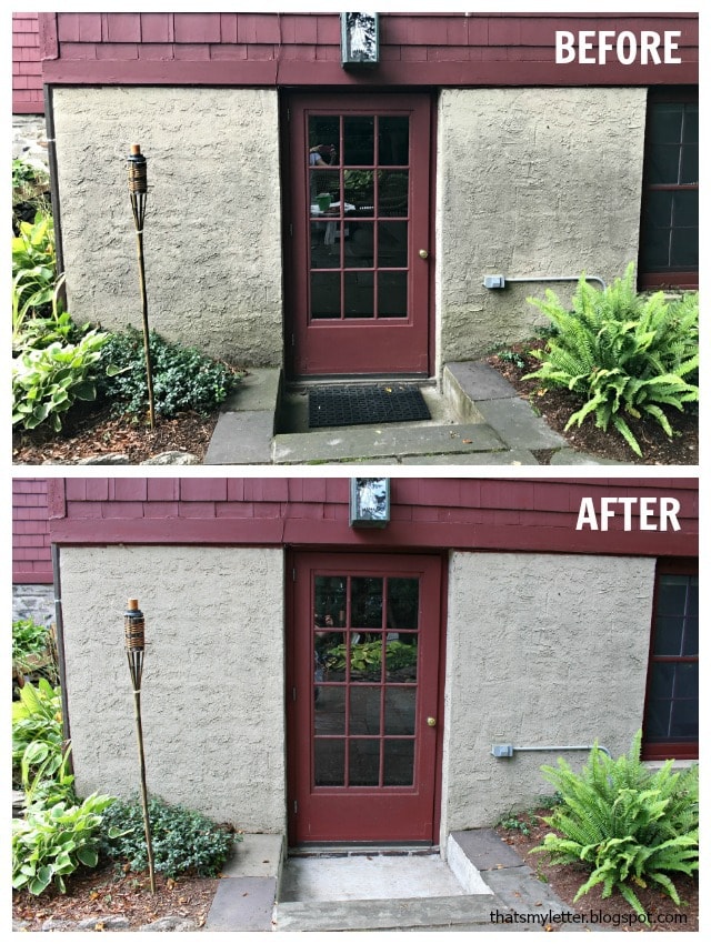 stucco wall pressure washed before after