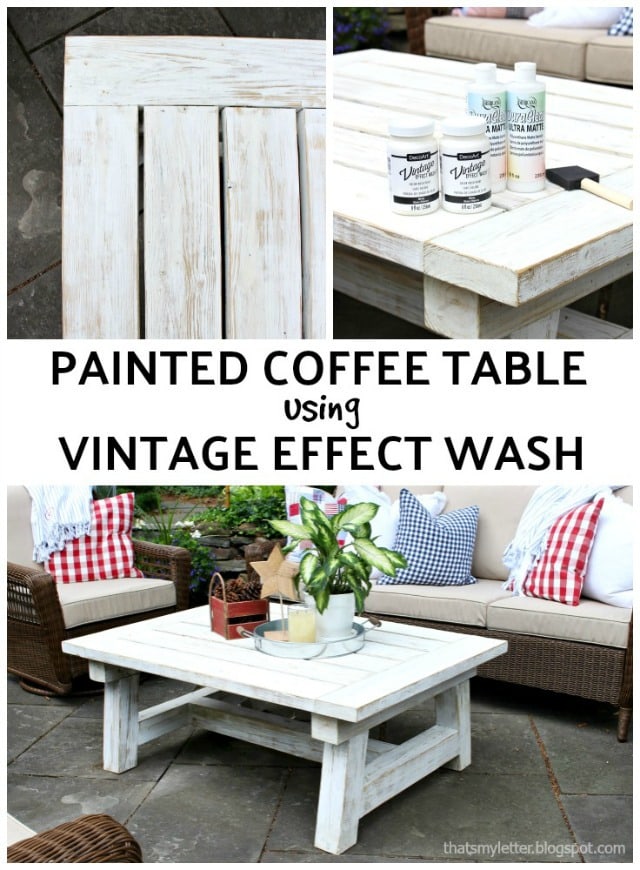 painted coffee table using vintage effect wash