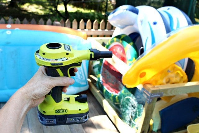 ryobi inflator with pool toys