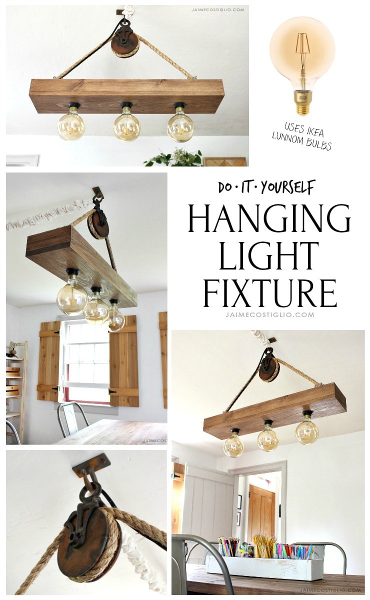 diy hanging light fixture collage