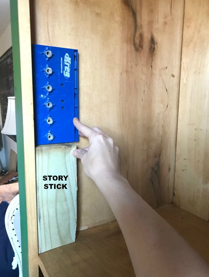 shelf pin jig with story stick