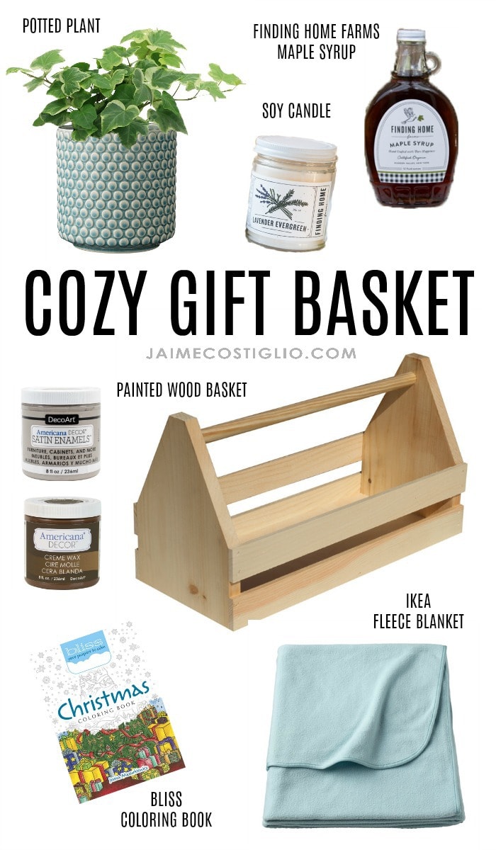 cozy wood gift basket collage