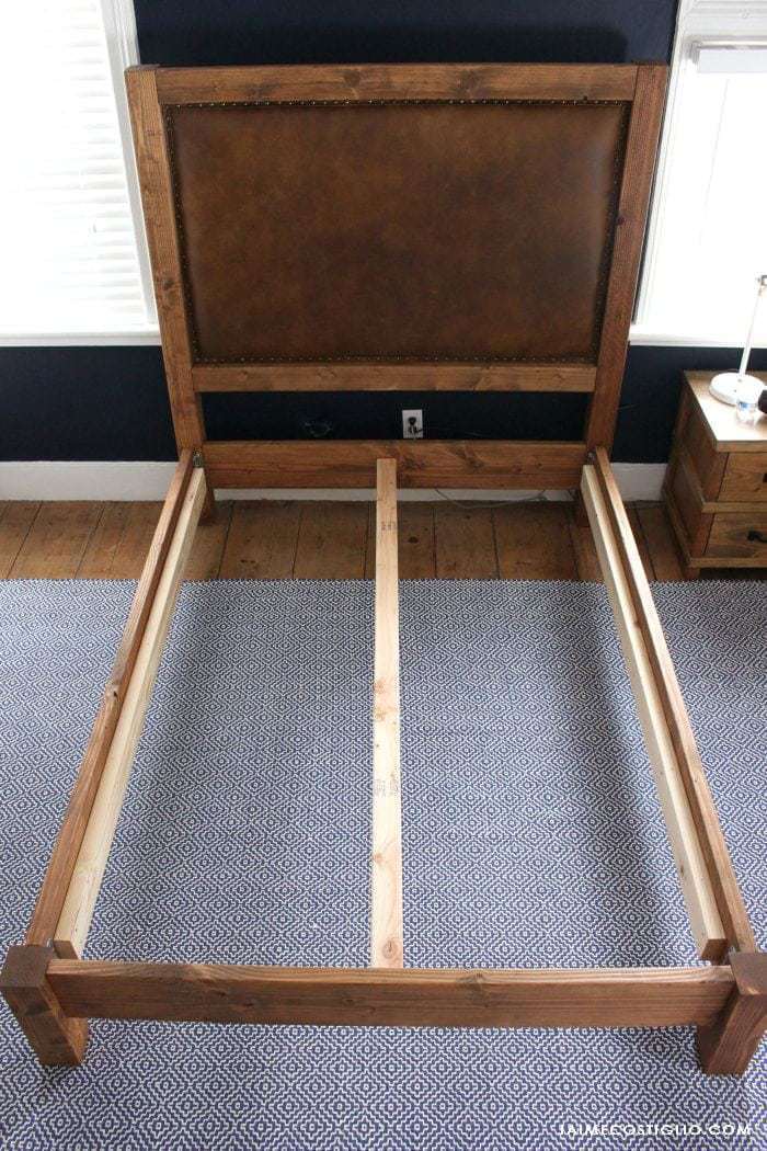 wood bed frame constructed 