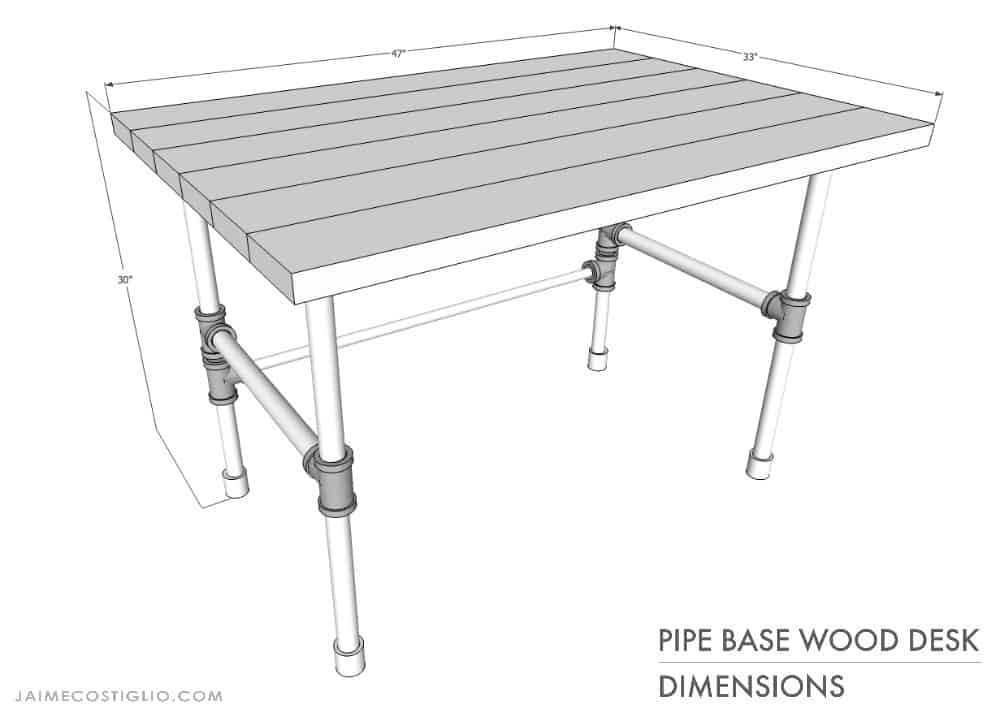 pipe base wood desk base dimensions