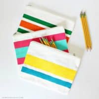 stripe painted zipper pouches