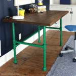 DIY Painted Pipe Base Wood Desk
