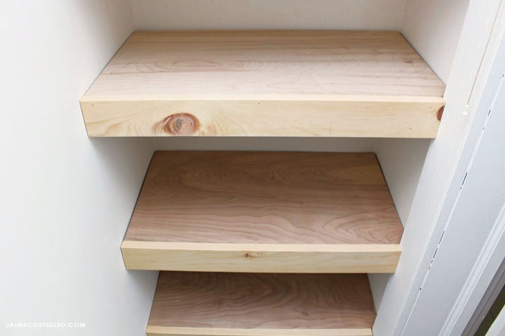 plywood shelves detail