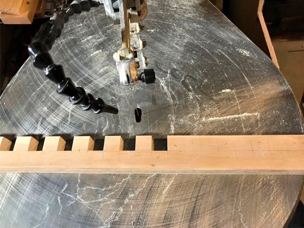 cutting wood notches on scroll saw