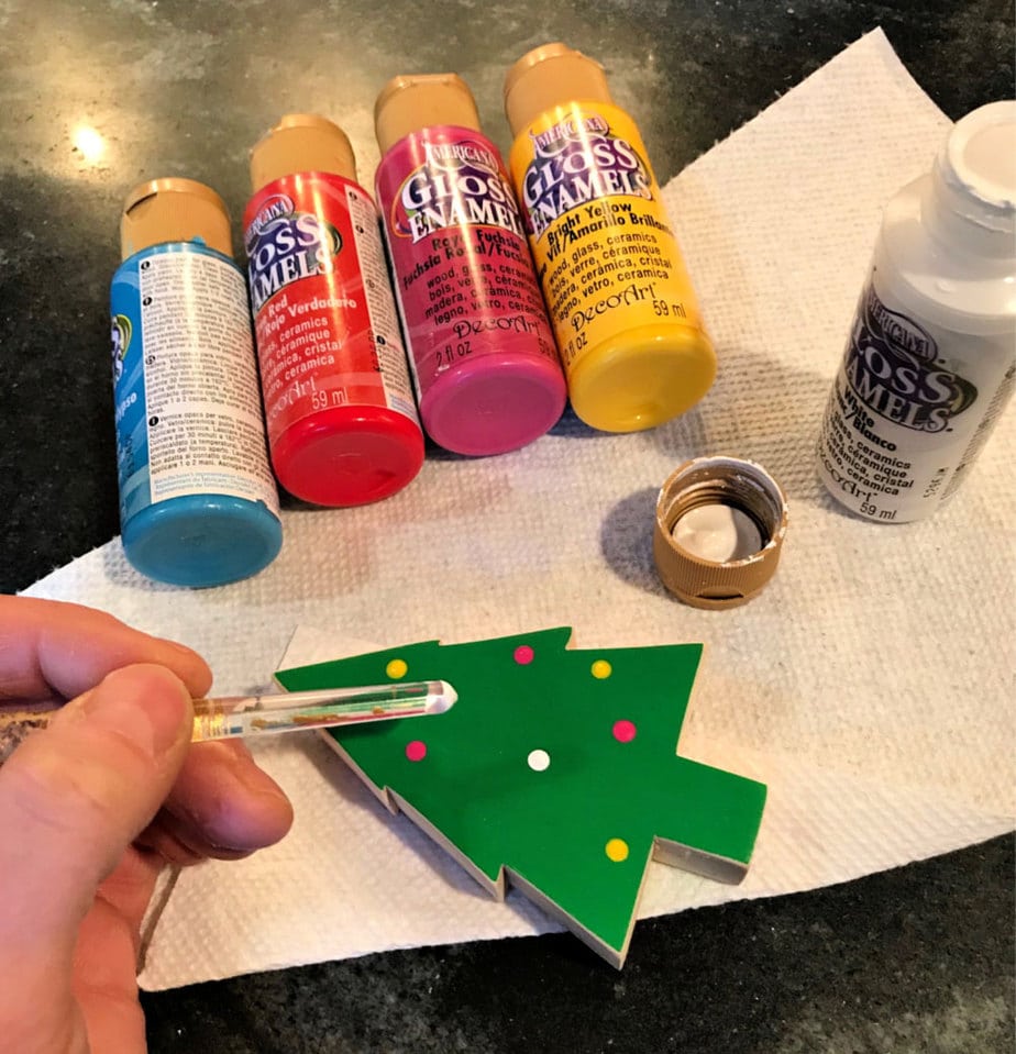 painted wood tree for advent calendar
