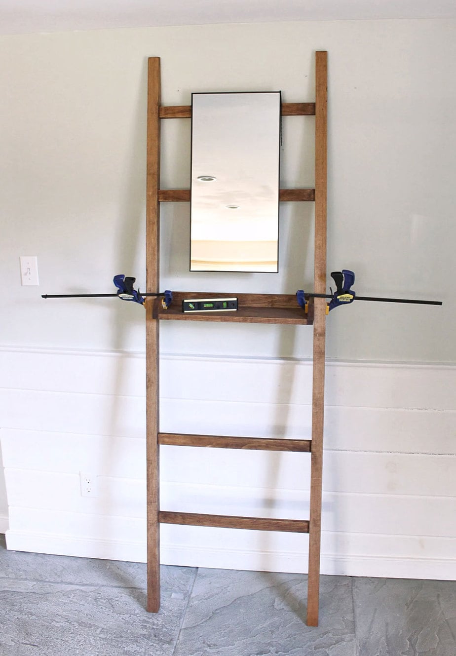 attaching shelves to leaning shelf