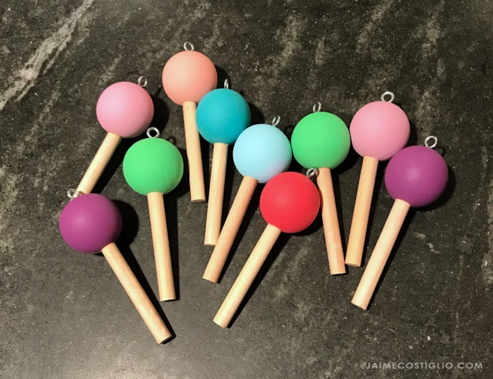wood lollipop ornaments painted