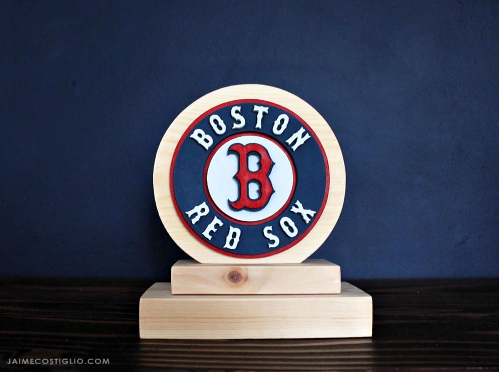 diy boston red sox scrolled logo bookend