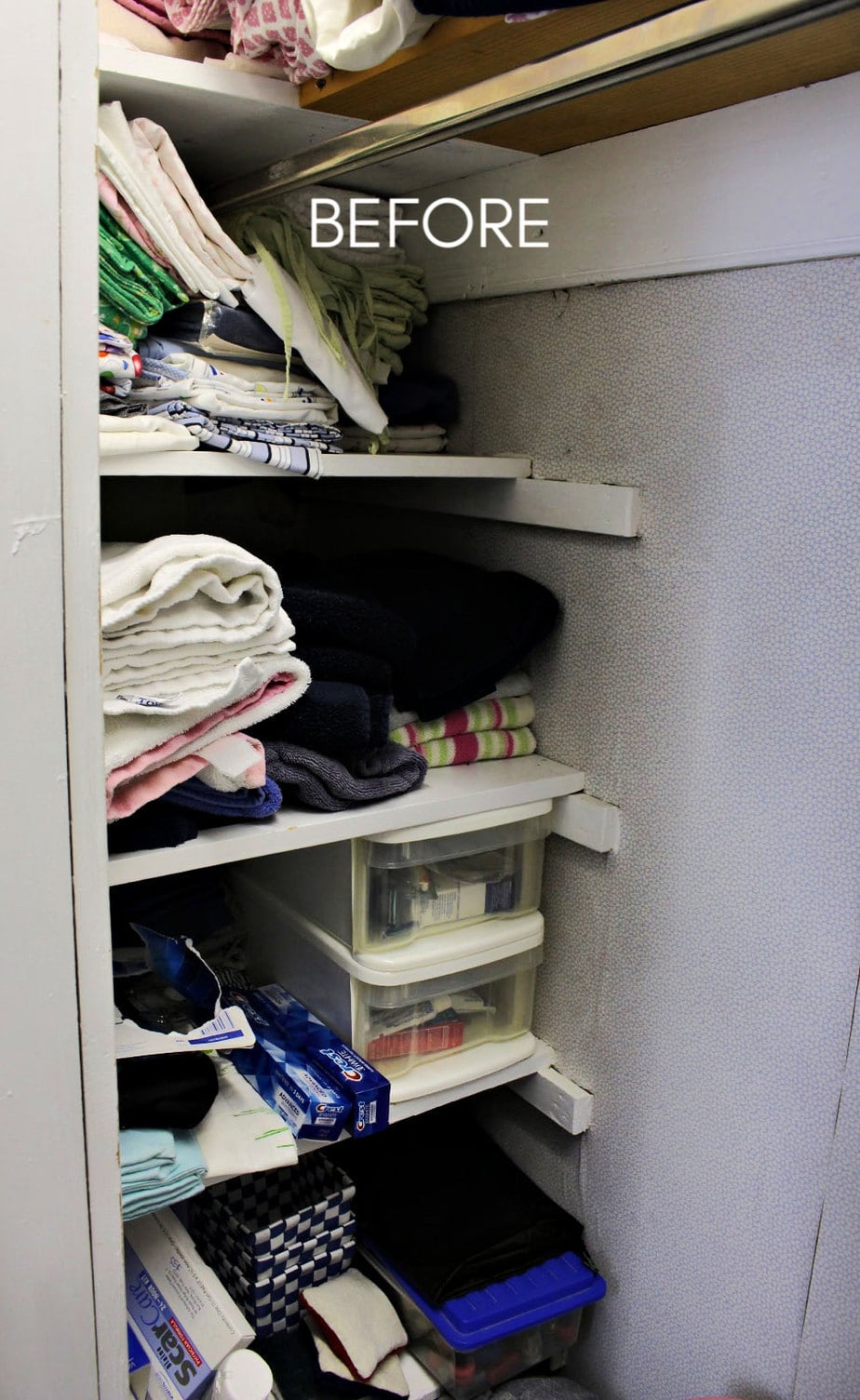 messy linen closet