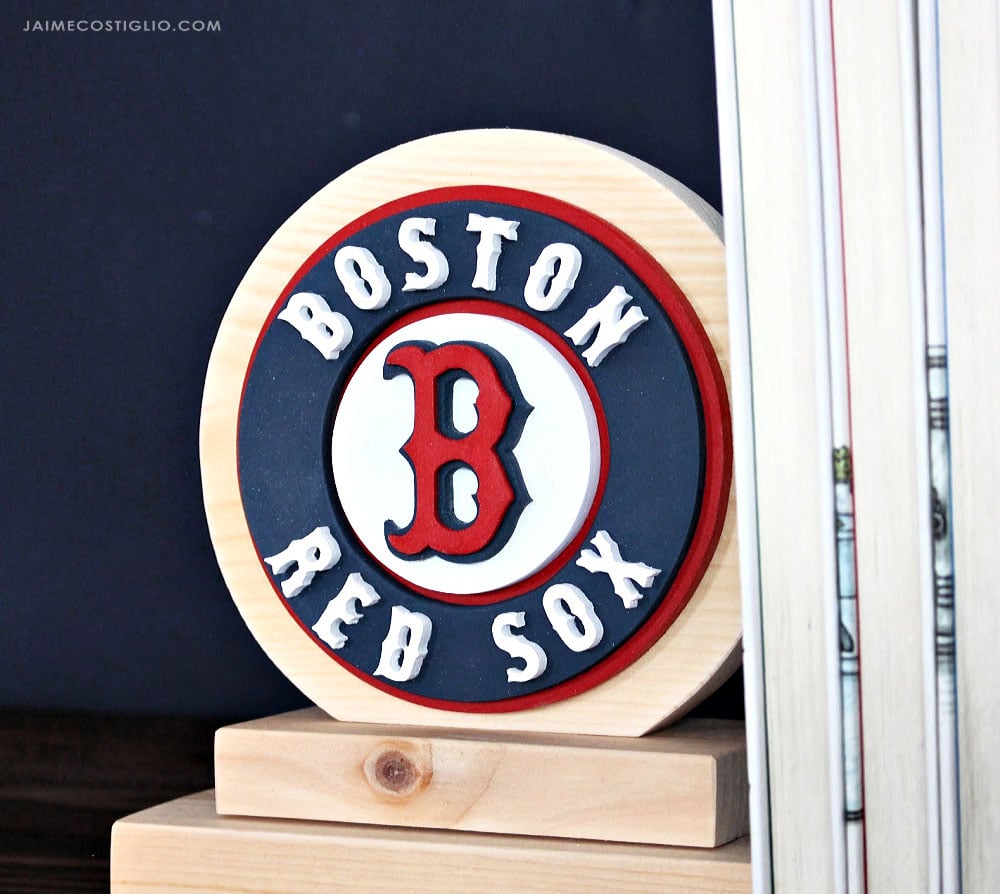scrolled red sox team logo